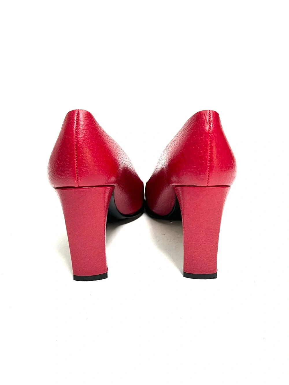 Vintage 1990s lipstick red Italian leather top stitch heels